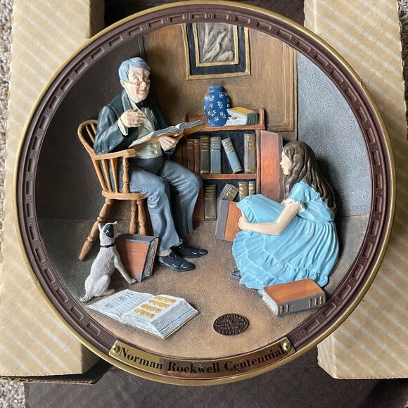 Norman Rockwell Centennial "The Storyteller" 3-D eighth issue collectors plate - Picture 1 of 7